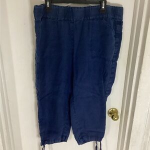 Pure Jill 100% Linen Pull On Capri Pants Size XL